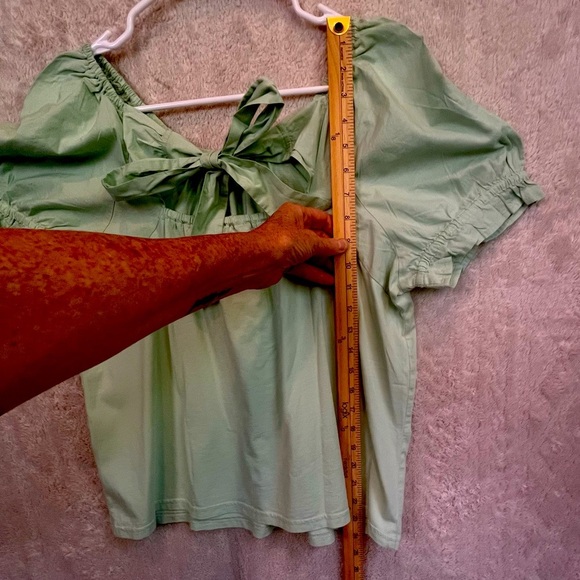 NWT J. Crew Mint Green Tie Back Peasant Boho Top Blouse Back Bow Tie Sz L - Picture 12 of 16